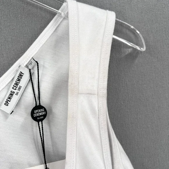 OPENING CEREMONY Dress Womens Small White Black Sleeve Plaid Ruffle Skater NWT - Picture 14 of 16